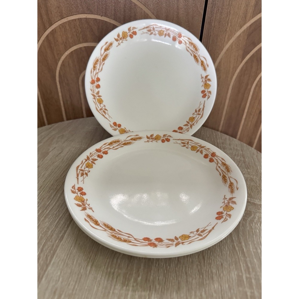 THREE  Vintage Corelle By Corning "Harvest Home" Individual 8 1/2" Plates USA